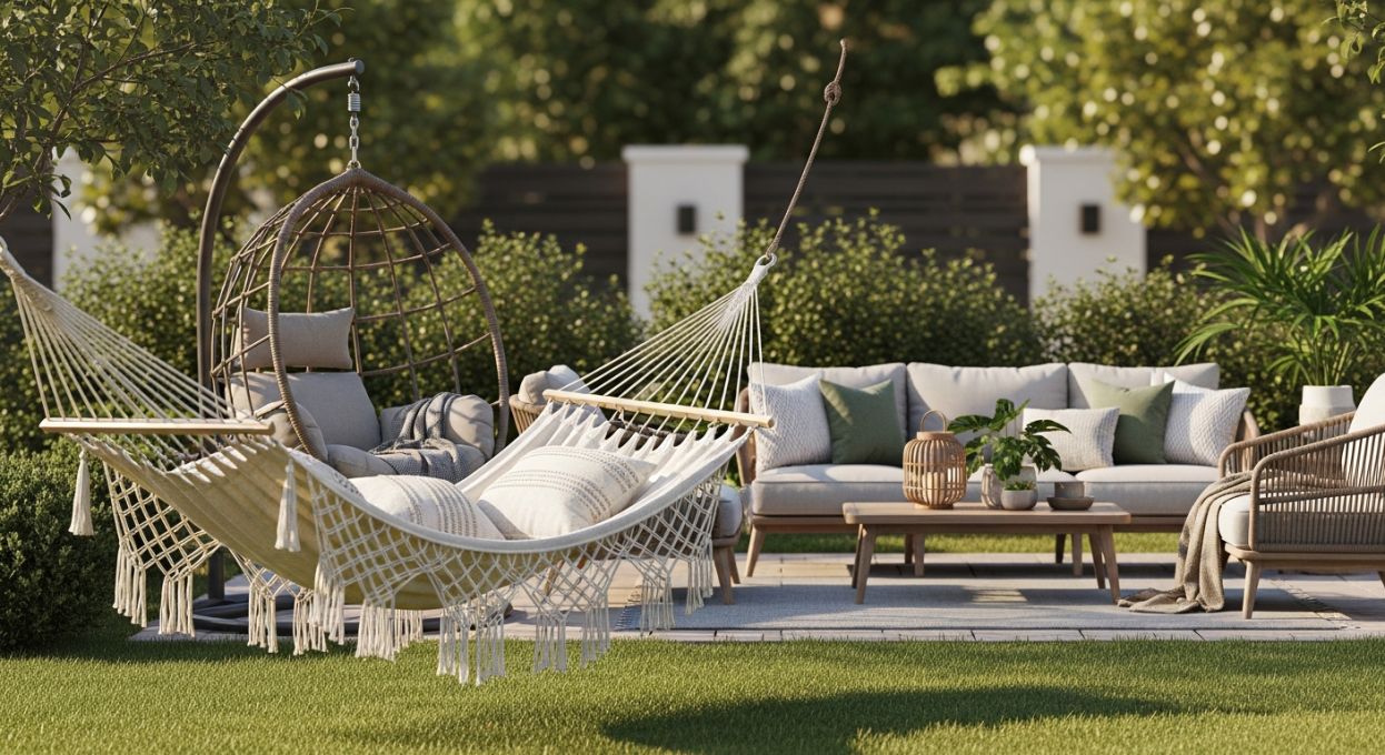 Installer un coin détente : hamacs, balancelles et salons de jardin