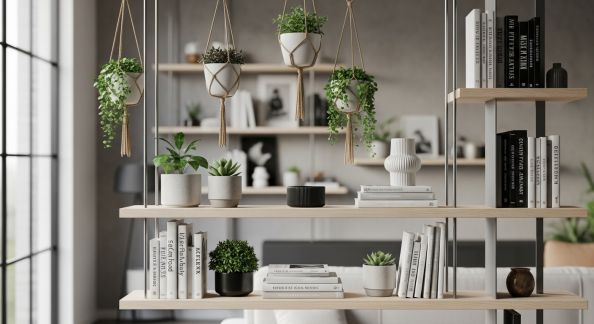 Miser sur la verticalité : suspensions et étagères pour décorer sans encombrer