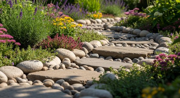 Utiliser des galets et pierres pour structurer vos massifs de fleurs